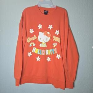 Hello Kitty Sanrio Box Lunch Good Vibes Adult Orange Crewneck Sweatshirt sz M